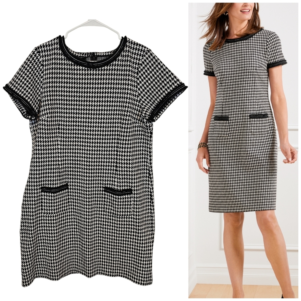 Talbots Houndstooth A-Line Ponte Knit Shift Clueless Petite Plus Size Dress